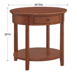 3510 McKenzie Large Round End Table With Drawer -Wilmington 3510GAC d