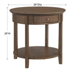 3510 McKenzie Large Round End Table With Drawer -Wilmington 3510JAV d