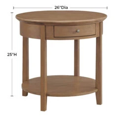 3510 McKenzie Large Round End Table With Drawer -Wilmington 3510PEC d