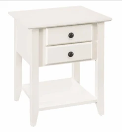 6018 Shaker Alder End Table With Two Drawers -Wilmington 6018 wh white
