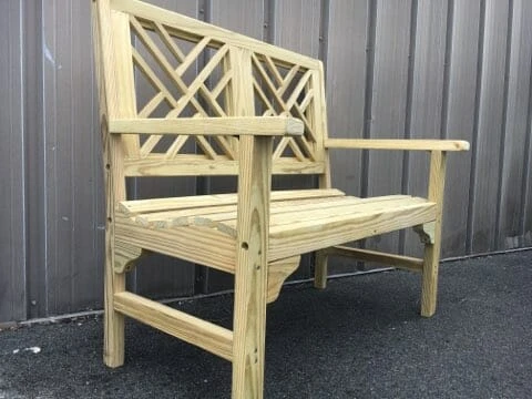 Pine 4′ Chippendale Bench 2 Pine 4′ Chippendale Bench - Image 2