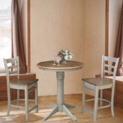 K41-30RT-27B-S6172 Round Pedestal Table With Emily Stools