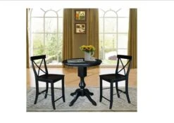 K46-30RT-11P-S6132 Pedestal Table With X-Back Stools