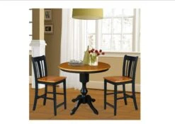 K57-36RT-11P-S102 Round Pedestal Table With San Remo Stools