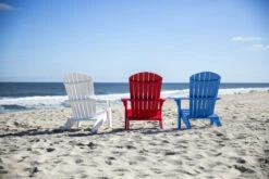 360 Poly Fanback Chair -Wilmington Red White Blue Fanbacks on Beach