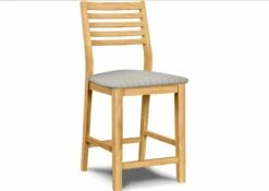 S-42-F6 Upholstered Aspen Ladder Back Counter Stool -Wilmington S 42 F79 Haberdash Gray