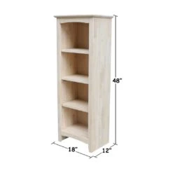 SH-18248A Shaker 18×48 Bookcase -Wilmington SH 18248A DIMENSION