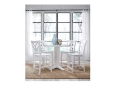 T128-42RT Hampton Round Table With 4 Palm Stools